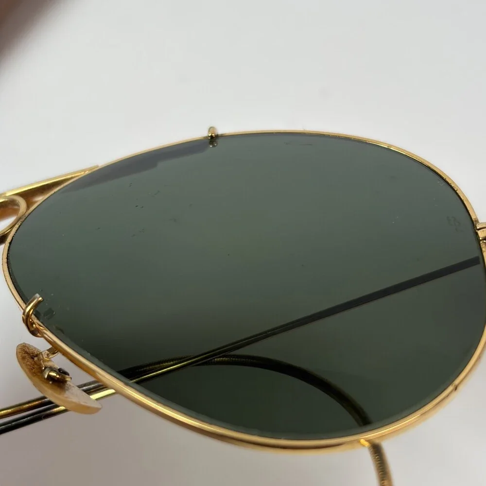 Ray-Ban Bausch & Lomb Outdoorsman Shooter Aviator Sunglasses Gold G-15 w/ Case